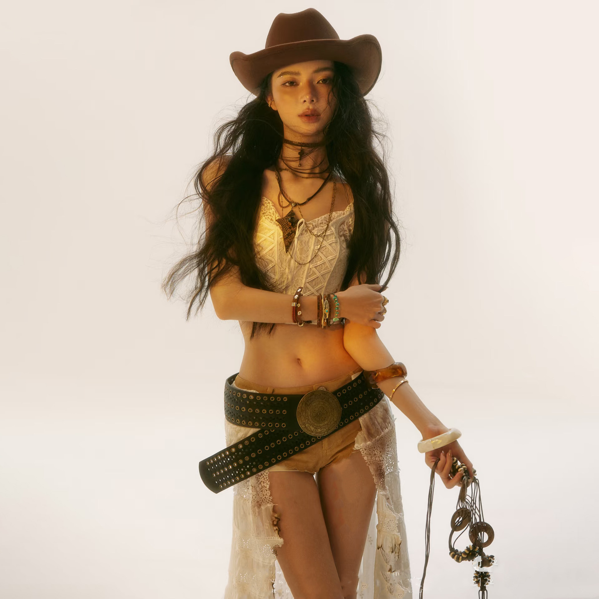 春秋冬季西部牛仔帽男英伦复古毛呢礼帽女欧美风大檐爵士骑马毡帽