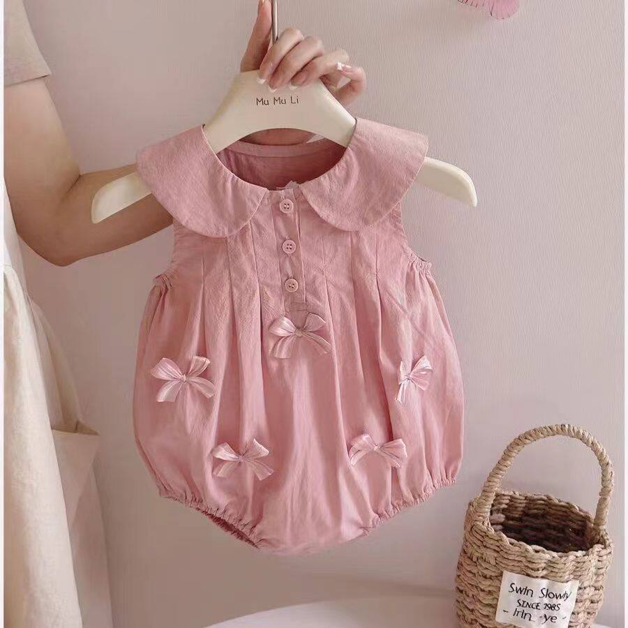 婴儿衣服夏季包屁衣超萌粉色哈衣宝宝夏装甜美爬服洋气公主连体衣
