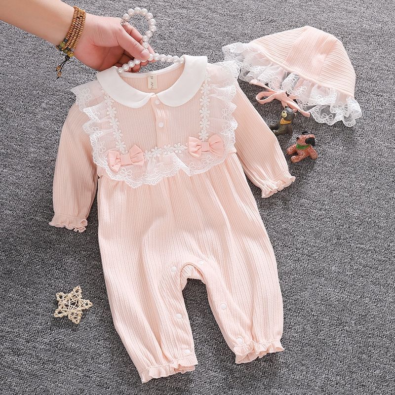 满月婴儿衣服秋装女宝宝淑女连体衣可爱百天公主服新生儿哈衣外出