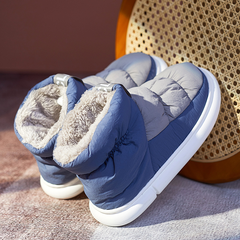 包跟棉拖鞋男士冬季带后跟棉鞋女居家用防滑厚底踩屎感拖鞋情侣