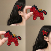 氛围感新年马上有钱轻奢满钻小马发夹女高端前额刘海侧边气质发饰