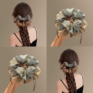 高级感复古碎花飘带大肠发圈女2025新款扎马尾丸子头大号皮筋发绳