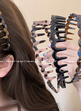 法式复古醋酸波浪发箍女款2025新款夏天高颅顶防滑头箍发卡头饰