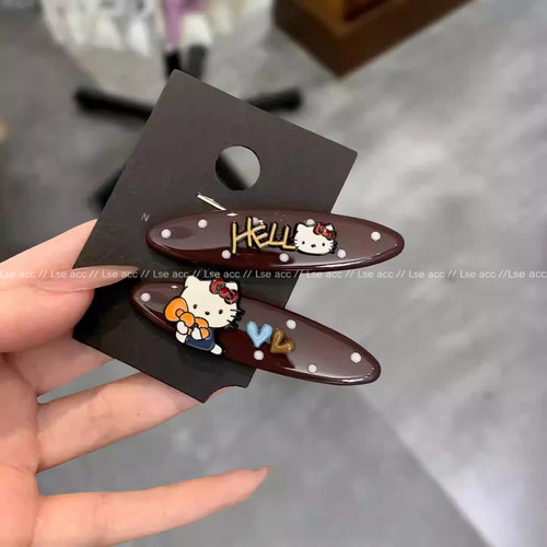 少女HelloKitty波点爱心鸭嘴夹