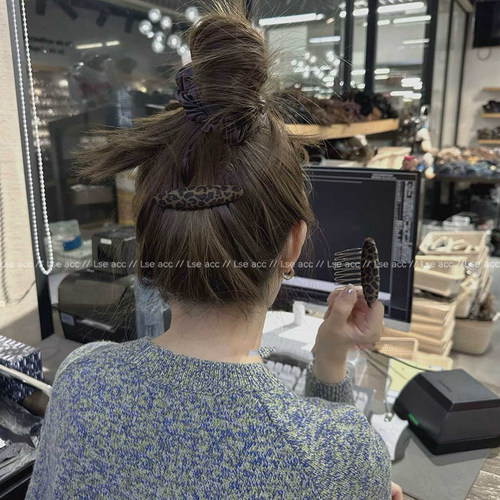 超洋气丝绒豹纹后脑勺碎发插