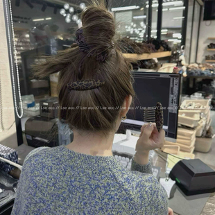 韩系超洋气丝绒豹纹后脑勺碎发插梳秋冬无痕实用发夹碎发神器头饰