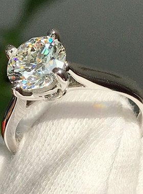 福大生钻戒女正品1克拉70分铂金钻石婚戒对戒四爪钻石戒指女