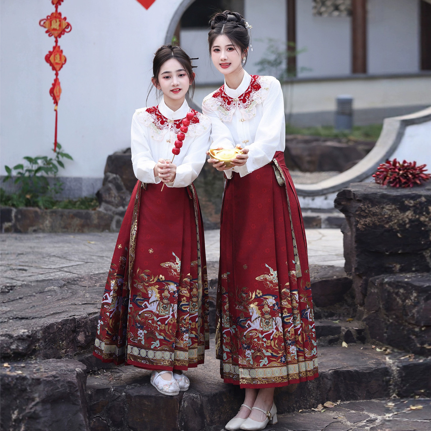 新中式马面裙套装红色汉服