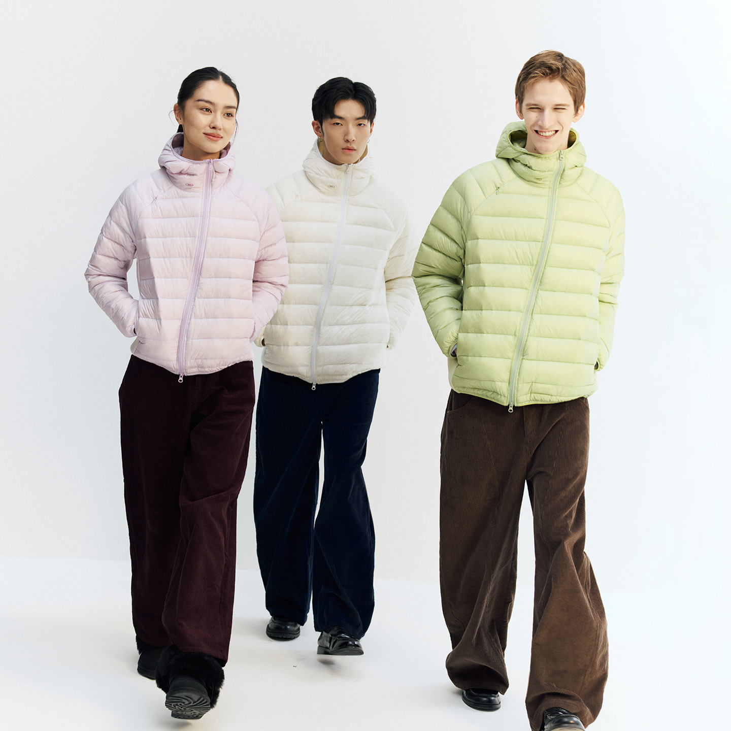 NORYBRAND 新国标90白鸭绒斜拉链拼接排骨羽绒服舒适保暖开衫外套