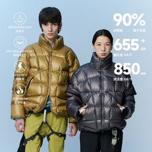 NORYBRAND 超轻半透尼龙格拒水90白鸭绒羽绒服 简约保暖外套上衣