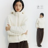 NORYBRAND 轻薄无胆防泼水锁温90%白鸭绒立领连帽可拆排骨羽绒服