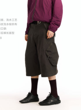 NORYBRAND 城市通勤可调节裤长大兜弯刀七分裤重磅挺阔百搭休闲裤