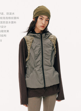 NORYBRAND 双面穿马甲男女户外可束腰防风防泼水连帽休闲通勤外套