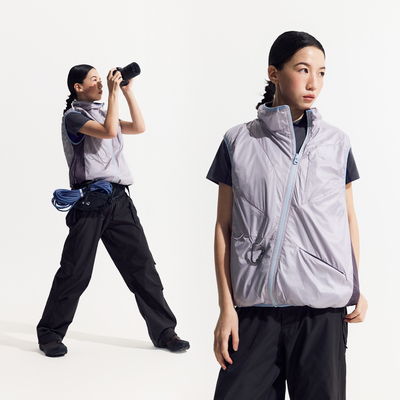 NORYBRAND双面穿拼接斜拉户外马甲 户外运动休闲拉链男女同款背心