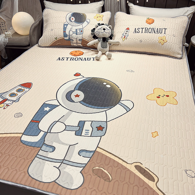 夏季冰丝乳胶凉席床笠款三件套可水洗学生宿舍单人儿童床垫软席子