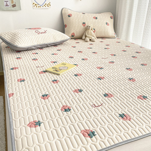 少女夏季冰丝乳胶凉席三件套可水洗床单人学生宿舍空调软席子床垫