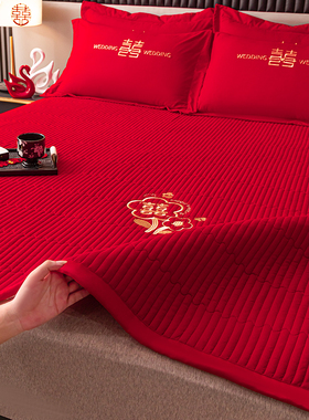 大红色婚庆加厚床垫软垫家用榻榻米垫可折叠睡垫新婚嫁娶垫被褥子
