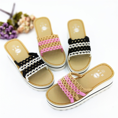 松糕坡跟室内外材料diy古风拖鞋