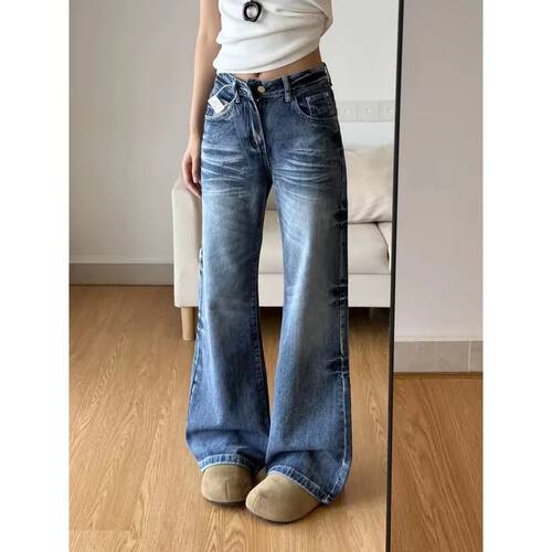 夏季小个子高腰显瘦微喇牛仔裤