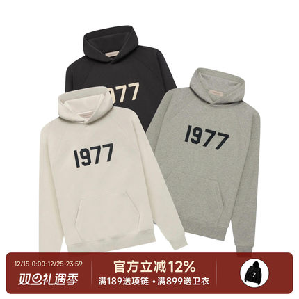 阿伦777 Fear of God Essentials 22SS植绒1977套头卫衣连帽衫男