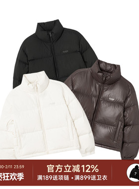 阿伦777 Guess韩国潮牌25款经典印花310g鸭绒保暖宽松羽绒服男女