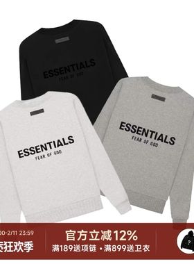 阿伦777 Fear Of God Essentials 22SS植绒背标双标圆领卫衣套头