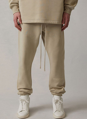 阿伦777 Fear of God Essentials 22SS植绒字母抽绳束脚卫裤长裤