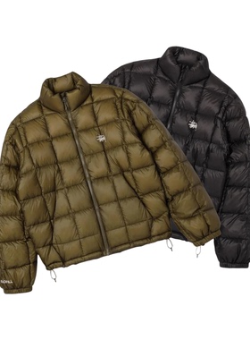 阿伦777 Stussy Midweight Puffer 25FW新款刺绣logo鸭绒羽绒服男