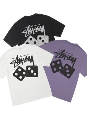 阿伦777 Stussy Dice Pigment Dyed 25SS新款水洗骰子印花短袖T恤