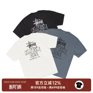 25FW草写字母logo水洗短袖 阿伦777 Grown Cali T恤男女 Stussy