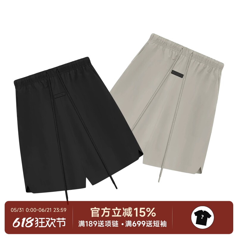 正品现货 Fear of God Essentials 24SS Relaxed皮标logo尼龙短裤