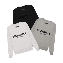 阿伦777 Fear Of God Essentials 22SS植绒背标双标圆领卫衣套头