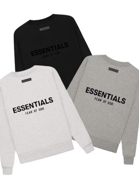 阿伦777 Fear Of God Essentials 22SS植绒背标双标圆领卫衣套头