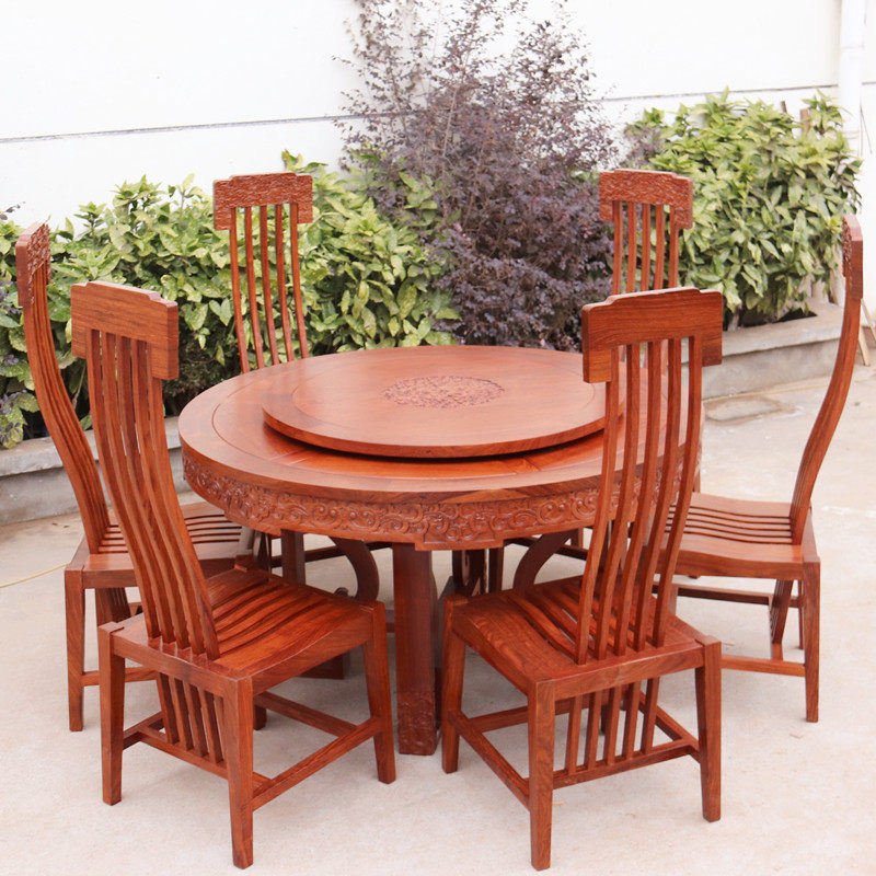 刺猬紫檀圆餐桌餐椅实木家具新中式客厅圆餐台花梨木餐桌定制尺寸