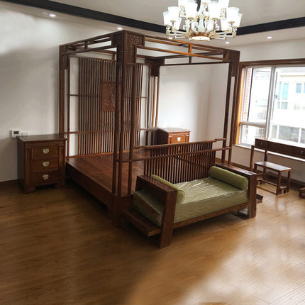 新中式实木刺猬紫檀床尾凳红木家具沙发椅客厅家具榻架子床床头柜