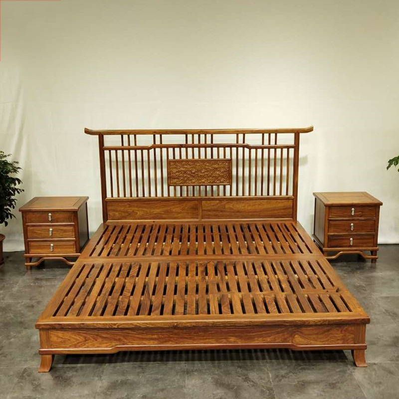 中式刺猬紫檀双人床红木家具实木双人床/床头柜卧室家具厂家京瓷