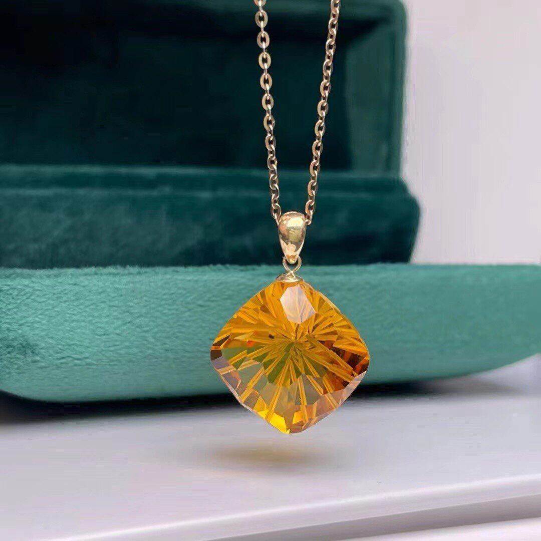烟花黄水晶耳环18k金项链吊坠