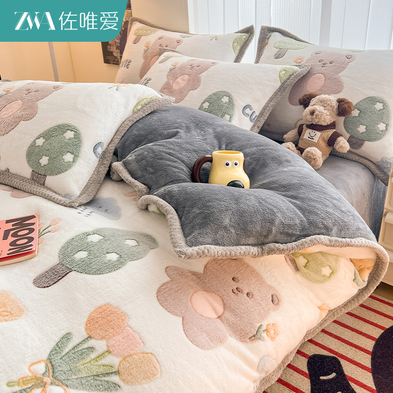 卡通可爱秋冬季加绒加厚被套单件