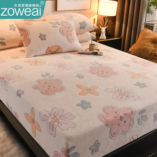 速发珊瑚绒单件床笠床罩2022新款冬天加厚牛奶法兰绒床垫保护罩防