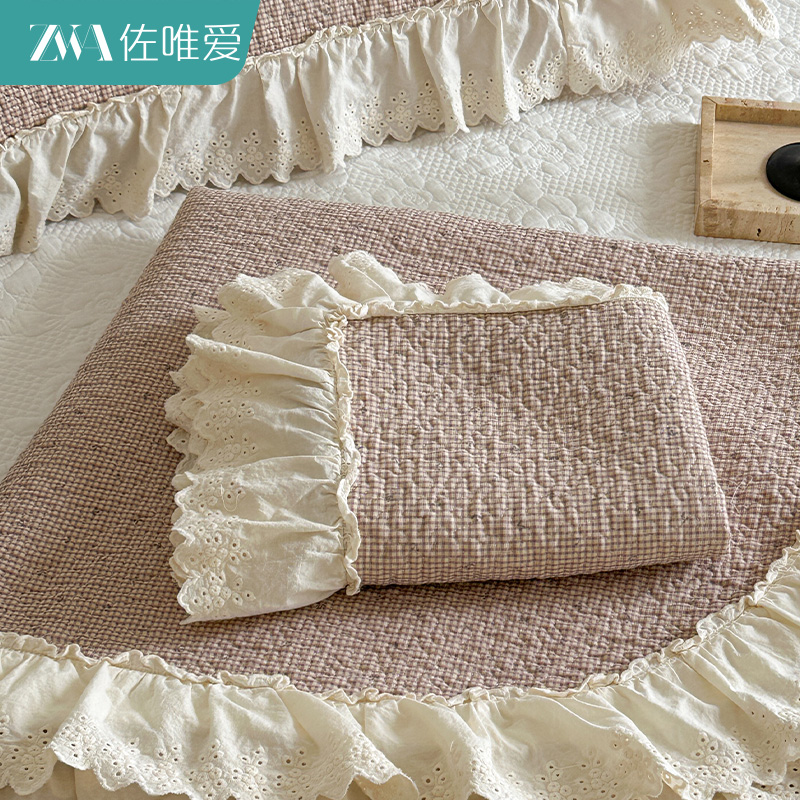 法式全棉双层纱床盖高级感床单