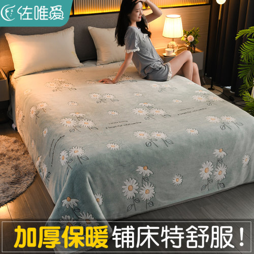 珊瑚毛毯床单法兰绒冬季可铺可盖
