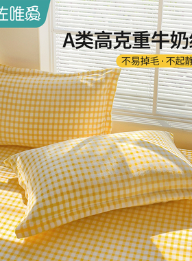 新款牛奶绒枕套48cmx74cm冬季加厚加绒家用珊瑚绒一对网红枕头套