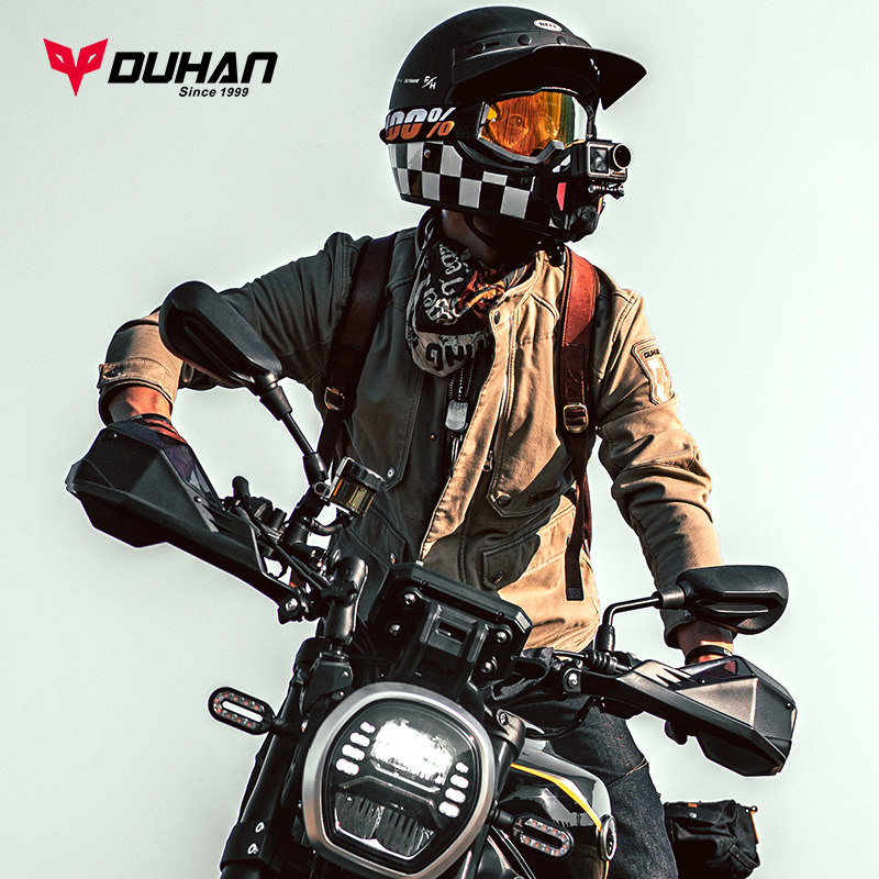 杜汉机车覆古机车骑行服四季防风保暖休闲 夹克防摔耐磨骑士服男