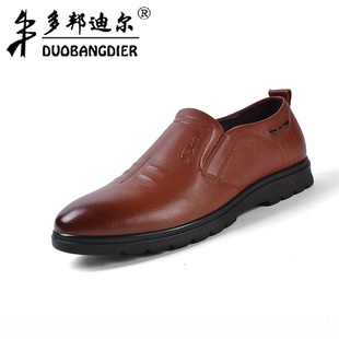 多邦迪尔圆头商务休闲真皮一脚蹬男鞋低帮鞋套脚休闲皮鞋英伦男鞋