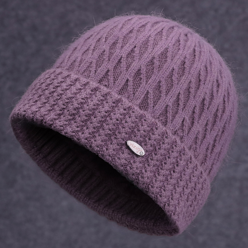 中老年人冬季加绒保暖毛线帽