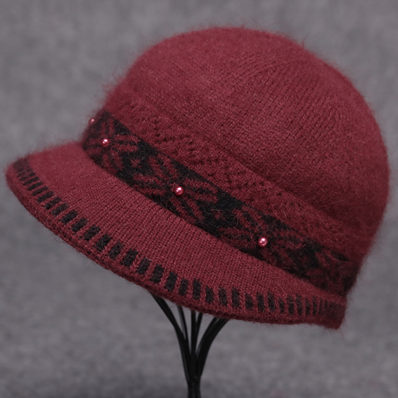 冬天老人奶奶冬季妈妈保暖毛线帽