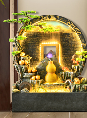 圆形水幕墙流水假山喷泉循环水景