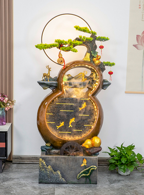 葫芦流水摆件循环水新中式客厅