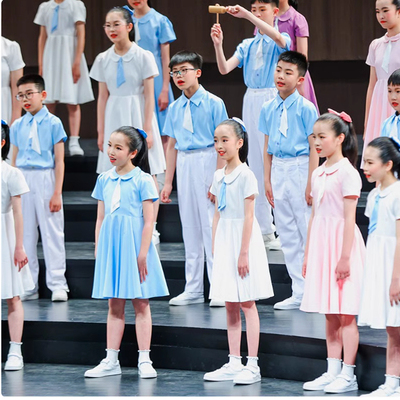 儿童合唱团演出服中学生小学生初中朗诵队比赛服装女童学院风礼服