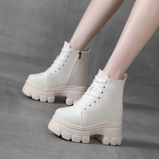 隐形内增高18CM韩版帆布鞋女春夏新款经典时尚短靴冬季加绒靴子女